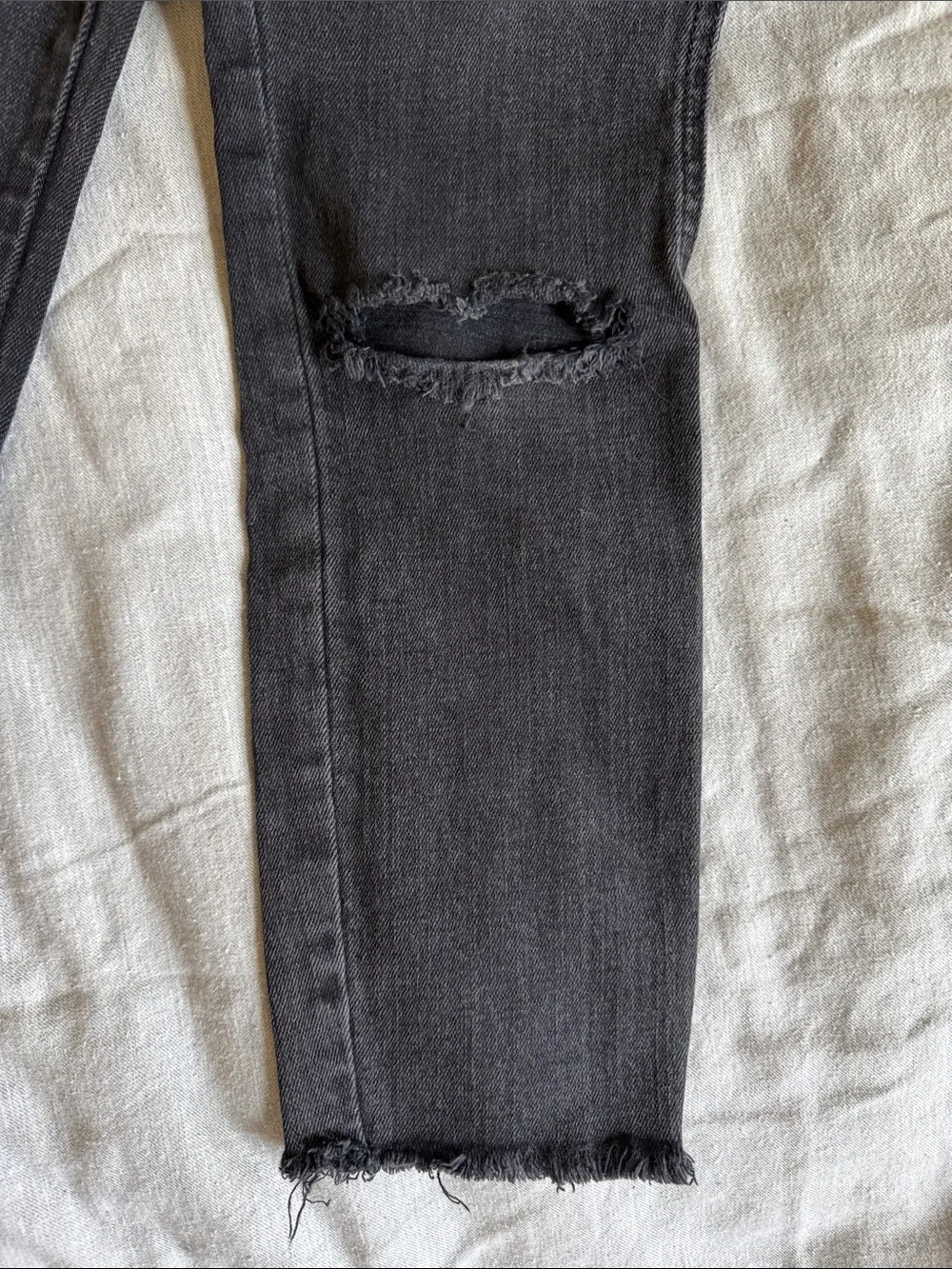 Free People Black Distressed Studded Cropped Jeans